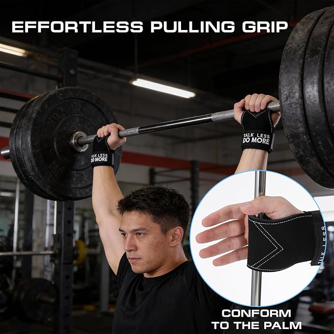 Weight Lifting Wrist Strap, 1 Pair Double Layer Leather Wrist Wraps for Gym Strength Training Weightlifting Deadlift Powerlifting Neoprene Padded Workout Gym Straps for Men Women