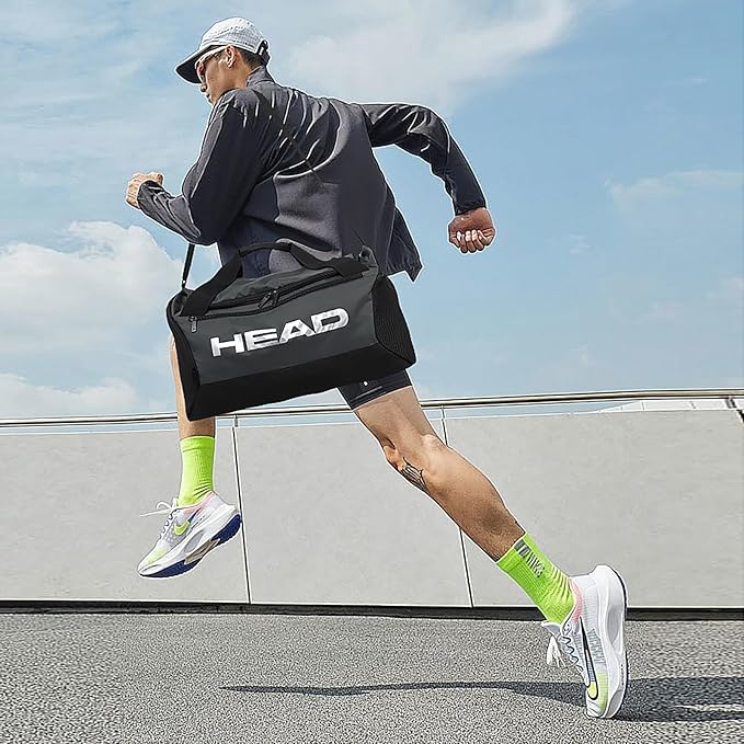 HEAD 45L Waterproof Gym Duffle Bag for Men, Large Capacity Sports Bag with Shoe Compartment & Dry Wet Pocket, Durable Crossbody Weekender Bag for Tennis, Workout, Fitness, Overnight Travel