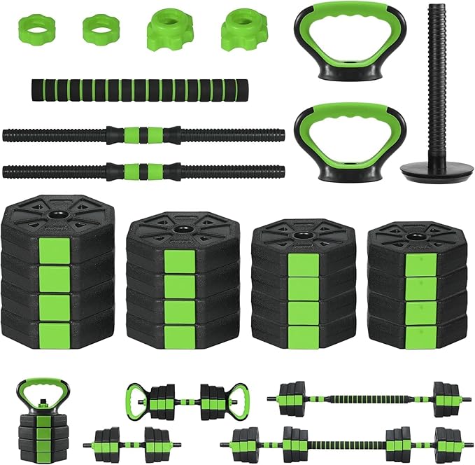 Adjustable Dumbbell Set, 44/66/88Lbs 4-in-1 Free Weights for Home Gym, Converts to Kettlebell & Barbell with Connector, Non-Slip Grip, Ideal for Men & Women Strength Training