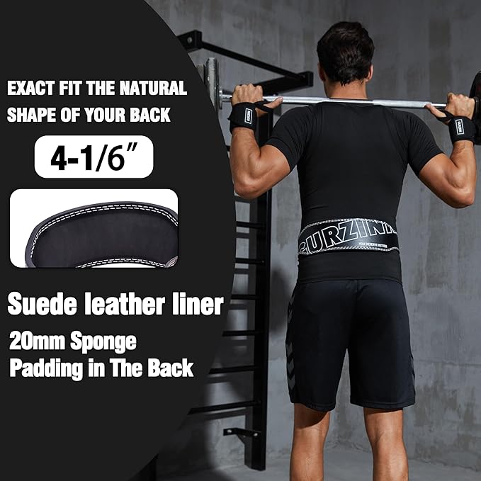 Weight Lifting Belt 4 inch Leather Belt Foam Padded Back Support Gym Belt for Bodybuilding Squat Deadlift Weightlifting Belt Women Free Wrist Wrap