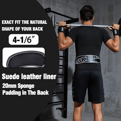 Weight Lifting Belt 4 inch Leather Belt Foam Padded Back Support Gym Belt for Bodybuilding Squat Deadlift Weightlifting Belt Women Free Wrist Wrap