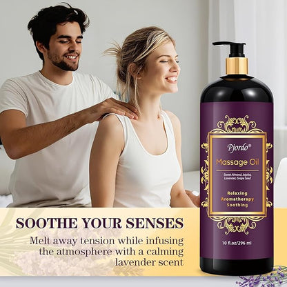 Massage Oil for Massage Therapy, Lavender Massage Oils for Relaxation, Sore Muscle Arnica Oil with Massage Roller Ball, Calming, Moisturizing, Soothes Muscles, Spa Gift Set for Him Her