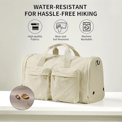 Aji Foldable Gym Bag for Women Men with Shoes Compartment, 3 in 1 Carry on Travel Duffel Bag with Trolley Sleeve, Lightweight&Water Resistant Duffel Bag for Travel, Sports, Fitness&Workout,Baby Yellow