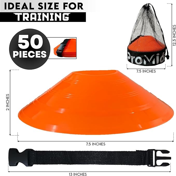 Disc Soccer Cones for Training Kids - 200,100,50 Small Plastic Cones for Sports Training - Flexible Conos for Soccer Practice Equipment, Basketball & Football Drills Equipment