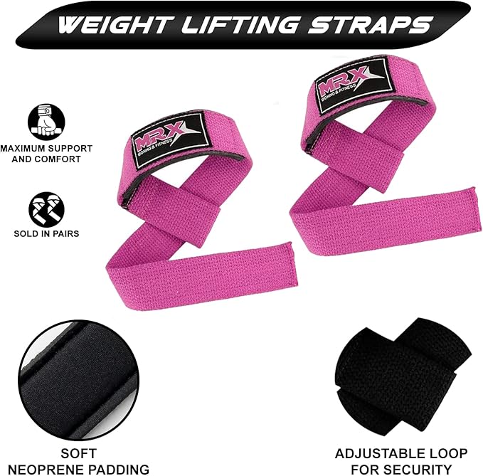 MRX Weight Lifting Bar Strap for Gym Workout Training Bodybuilding Deadlift Padded Straps Men/Women