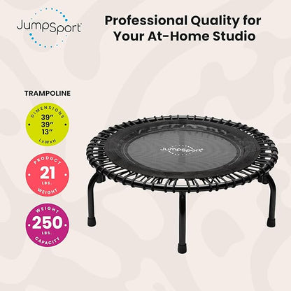 JumpSport 39" ESSENTIAL Fitness Trampoline | Model 220, 230, 250 | Exercise Trampoline | 30 Low-Impact Bungees