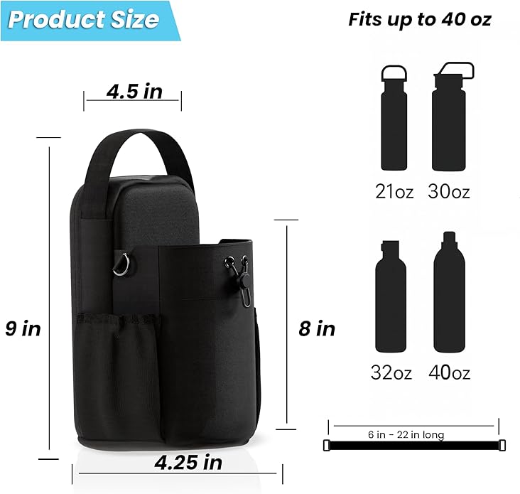CORDOBA & CO., Magnetic Gym Bag Man Woman, Super Strong Magnetic Bottle Bag, 11LB Weight Capacity, Crossbody Gym Water Holder
