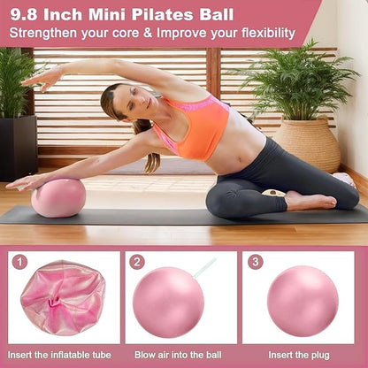 Pilates Essentials Kit for Women, Yoga Exercise Equipment Set for Home Workouts with Mini Ball, Resistance Bands, Sliding Disks & Accessories - Fitness Set for Yoga & Pilates Beginners