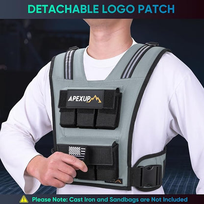 APEXUP Adjustable Weighted Vest Men 20lbs/30lbs/40lbs Weights with Reflective Stripe, Weight Vest Woman Workout Vest for Strength Training Running Walking