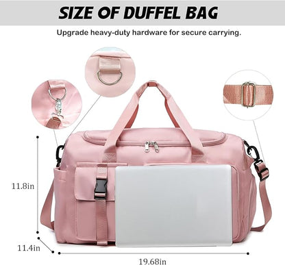 Eslcorri Gym Duffle Bag for Women Men, Sports Backpack with Wet & Shoe Compartment, Fitness Overnight Weekender Bag for Yoga, Swim, Travel (Style B, Light Purple)