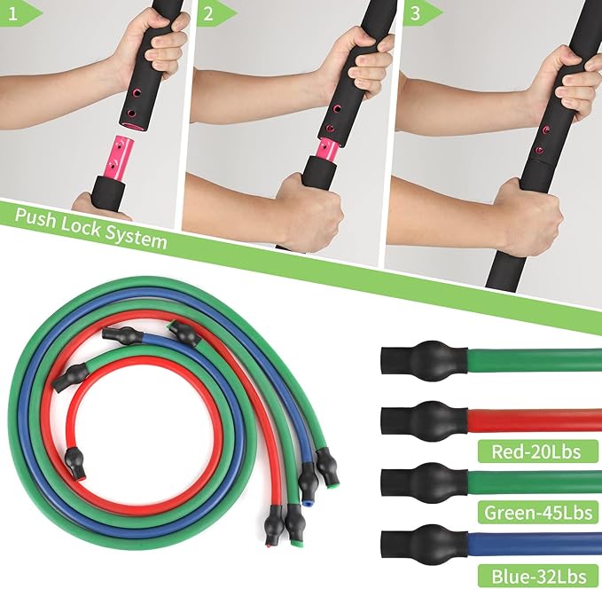 Bow Portable Home Gym with 4 Resistance Bands Fitness Equipment, Abdominal, Bicep Curls, Arms, Leg Muscle Training Kit, Travel, Outdoor, Full Body Workouts for Yoga Pilates Sliming