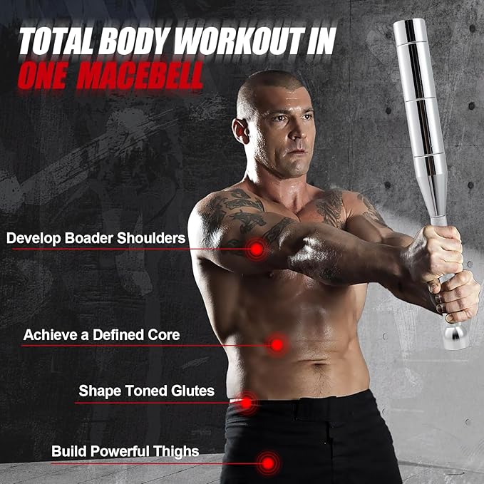 Adjustable Macebell Set - 6-in-1 & 11-in-1 Steel Indian Clubs for Shoulder, Grip & Full Body Training - Includes Adjustable Weights (6.5-30.8 lbs), Forearm Strengthener & Grip Tester for Fitness, MMA, Rehab