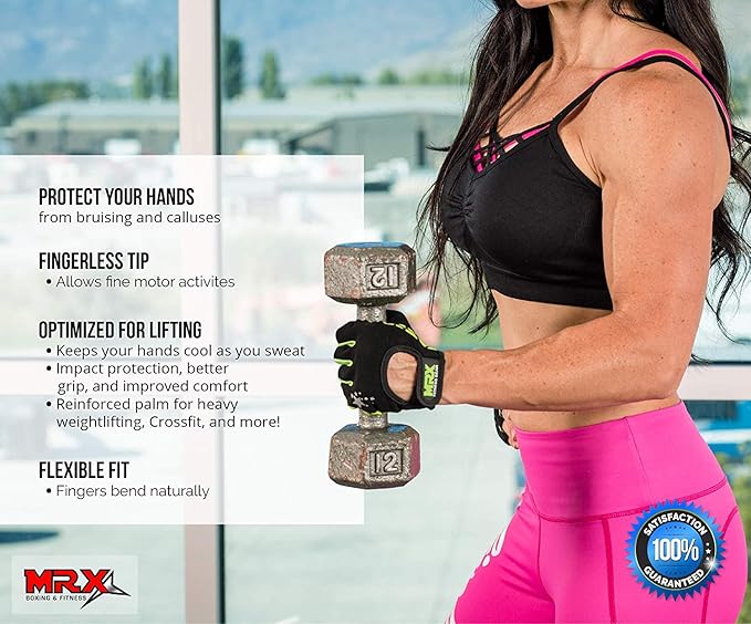 MRX Ladies Weight Lifting Gloves Women Fitness Training Exercise Glove Anti Slip Padded Shock-Absorbing Extra Grip Crossfit Multi Colors