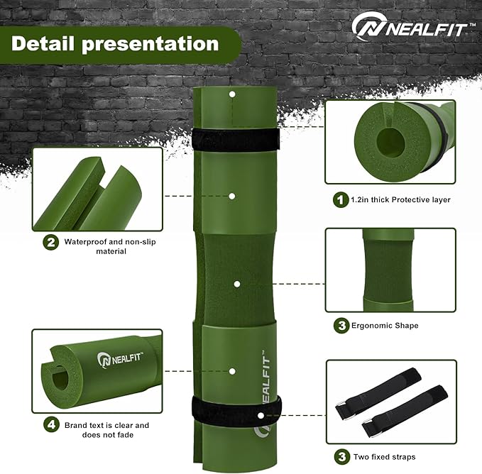 Barbell Pad Squat Pad for Squats—Squat Bar Pad—Great for Weightlifting,Lunges and Hip Thrusts—Foam Sponge Pad—Fit Standard and Olympic Bars Perfectly