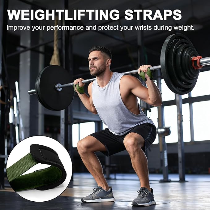 Weight Lifting Straps Anti-Slip Padded Wrist Wraps - Heavy Duty Gym Wrist Support for Deadlift Powerlifting Strength Training - Universal Fit for Men Women