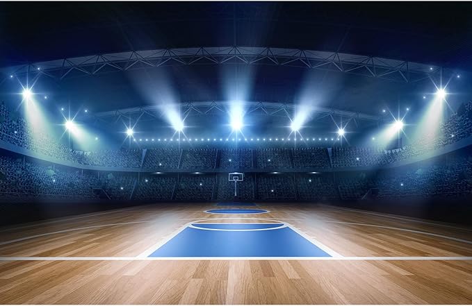 Basketball Stadium Theme Backdrop Basketball Arena Court Shining Stadium Photography Background Sports Club Sports Theme Basketball Match Decorations Spotlight Photo Studio Props Vinyl 20x10ft