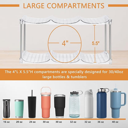 HOMECOR Water Bottle Organizer for Stanley 40 oz Tumbler - Large Stackable Water Bottle Holder for Cabinet, Pantry Kitchen Organizers and Storage for Stanley Cup Accessories, Tumbler Storage Organizer