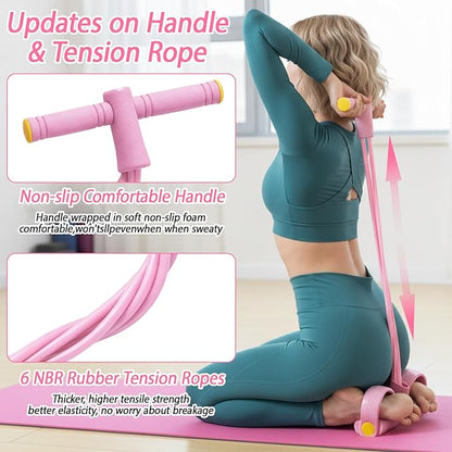 Pedal Resistance Band, 6 Tube Foot Pedal Handles Resistance Bands, Multifunction Pull Up Assistance Bands for Full-Body Strength Training and Muscle Toning, Women Home Gym and Travel Workout