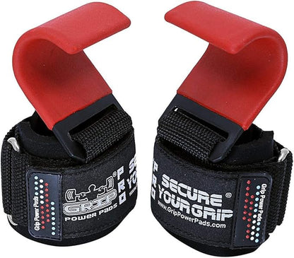 Weight Lifting Rod Hooks Heavy Duty Wrist Wraps Power Weight Lifting Training Gym Grips Straps Set of 2