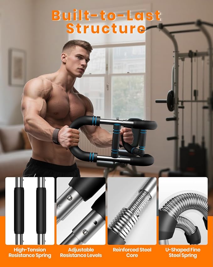 Upgraded Twister Arm Trainer, Adjustable Chest Workout Equipment, Portable Arm Exerciser for Upper Body Strength Training, Detachable Power Twister Bar for Home Gym Fitness