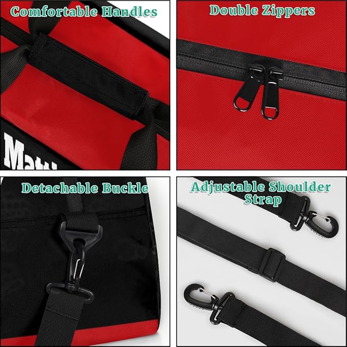 Custom Sports Gym Bag for Boys, Personalized Sports Gym Duffel Tote Workout Bag Named Rank Travel Overnight Training Bag, Martial Art Silhouette Black Red