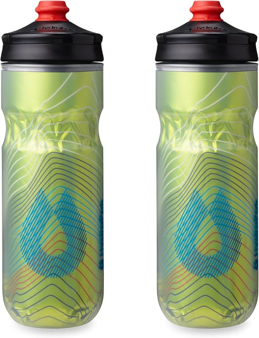 HydraPak Polar Surge Insulated Bike Water Bottle 2-Pack (20oz or 24oz) - High Flow, Fits Most Bike Cages, For Cycling & Sports | Insulated, 2-Pack, High Flow, Fits Most Bike Cages, For Cycling & Sports