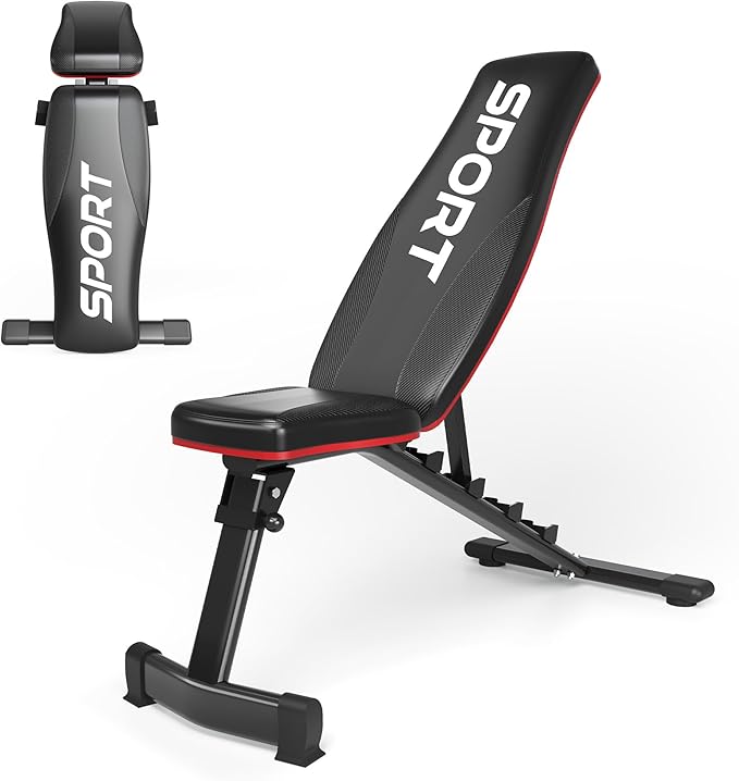 Adjustable Weight Bench for Home Gym, Multi-Function Strength Training Bench with Foldable Design, Heavy-Duty Steel Frame, Incline Decline Flat Positions, Full Body Workout Equipment