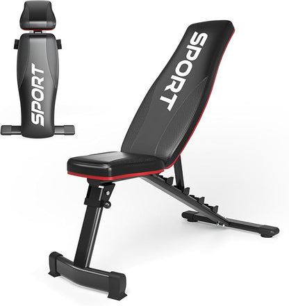 Adjustable Weight Bench for Home Gym, Multi-Function Strength Training Bench with Foldable Design, Heavy-Duty Steel Frame, Incline Decline Flat Positions, Full Body Workout Equipment