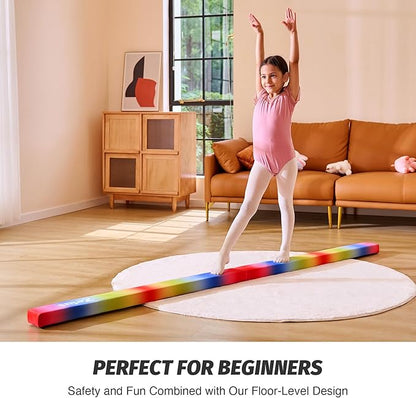 ZELUS 8' Folding Gymnastics Balance Beam, Floor Balance Beam w/Carry Handles Anti-Slip Base for Kids, Beginners & Professional Gymnasts