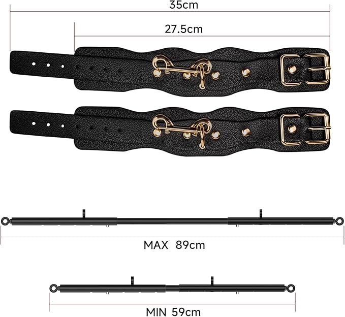 Heavy Duty Stainless Steel Expandable Spreader Bar with 2pcs PU Adjustable Straps, Sports Aid Training Fitness Gear Pilates Aid Kit,Home Indoor Sports Yoga Set
