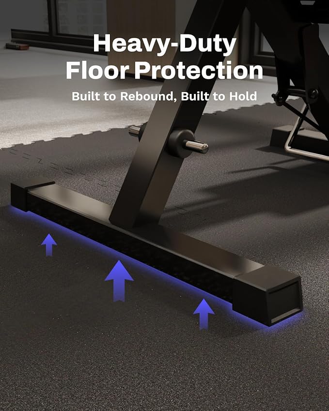 AIRHOP 0.56in Thick 48 Sq Ft Exercise Equipment Mats, 12 Tiles Upgraded Rubber Top with High Density EVA Foam, Large Interlocking Puzzle Gym Flooring for Home Gym, Heavy Weight Workout,Black