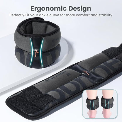 Sportneer Ankle Weights for Men Women Strength Training, 4/10 lbs Pair Leg Weights Set Comfortable and Soft Perfect for Dancing Running Walking Fitness Workout