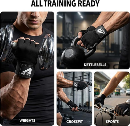 Boldfit Gym Gloves for Men & Women with Wrist Support Accessories for Weightlifting, Training, Exercise, Cycling Gloves, Bike Riding Gloves