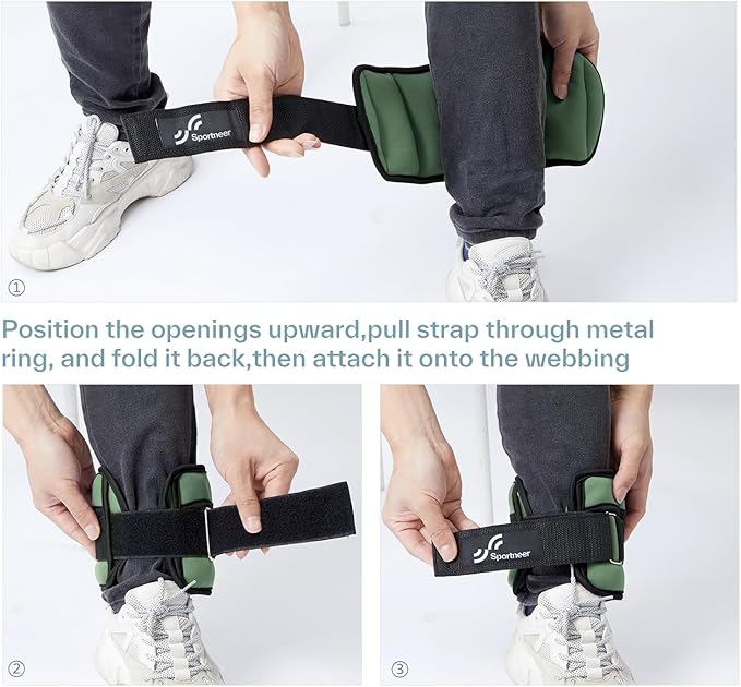 Sportneer Adjustable Ankle Weights for Women and Men 7 lbs/Pair Adjustable Leg Weights with Secure Straps, Strength Training Weighted for Yoga, Walking, Running, Aerobics, Gym, Physical Therapy