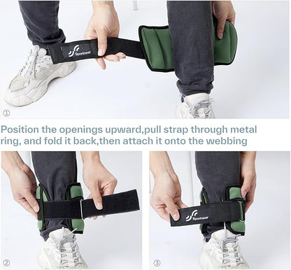 Sportneer Adjustable Ankle Weights for Women and Men 7 lbs/Pair Adjustable Leg Weights with Secure Straps, Strength Training Weighted for Yoga, Walking, Running, Aerobics, Gym, Physical Therapy