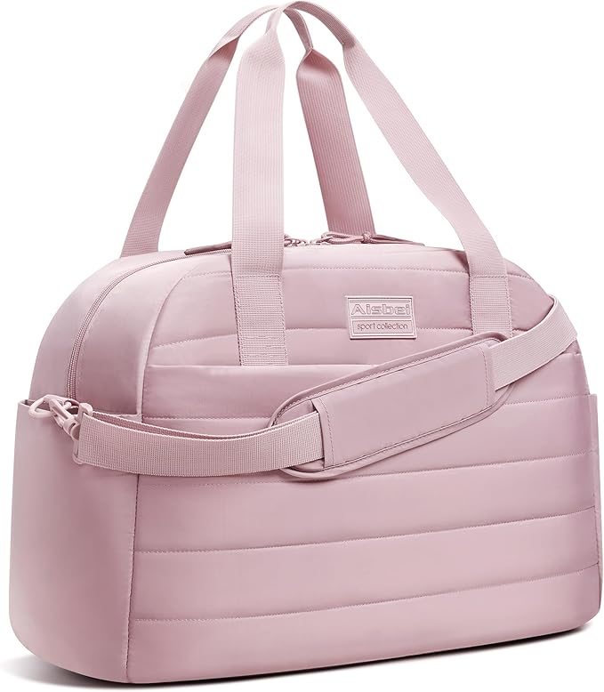 Aisbei 35L Gym Bag for Women, Duffel Bag with Wet Pocket, Lightweight Weekend Overnight Duffle Bag for Airplane Underseat, Carry On Bag for Travel