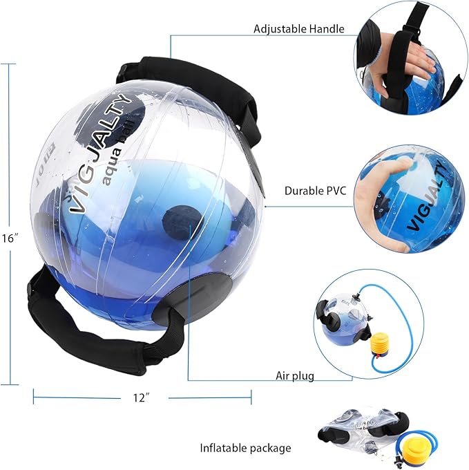 Heavy Duty Adjustable Aqua Bag - Durable Water Filled Training Aqua Bags for Strength Core & Full Body Workouts - Portable Fitness Equipment - Home Gym Outdoor Water Weights Sandbag Alternative
