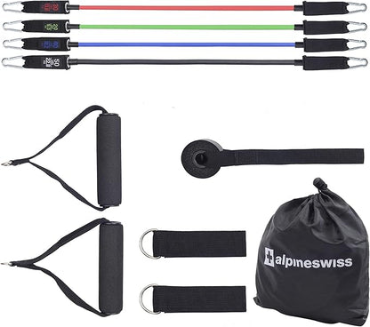 Alpine Swiss Exercise Resistance Bands Set with Handles, Door Anchor, Ankle Straps and Carry Bag for Men and Women