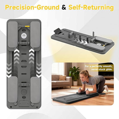 COSIEST Pilates Board for Home Use, Foldable Pilates Reformer Set with Resistance Bands, All-in-One Professional Workout Fitness Equipment for Core, Abs, Glutes, Legs, Butt, Arms Toning