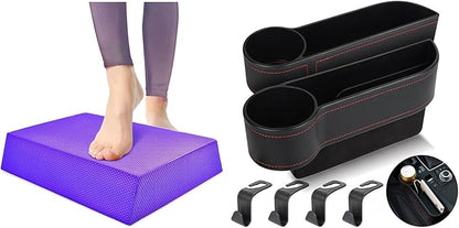 Balance Board, Foam Pad Yoga Mat, Balancing Exercises Mat and 2 Set Car Seat Gap Organizer, Car Gap Filler Storage Boxes for Front Seat Console Side