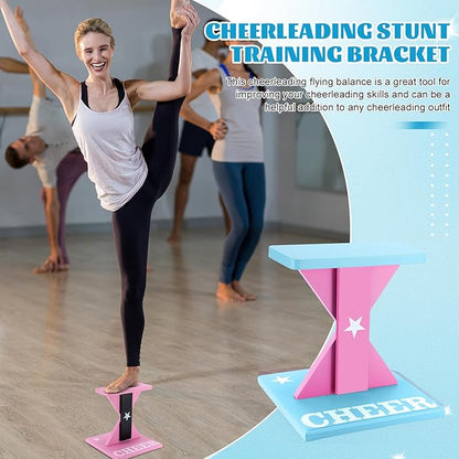 Chunful Cheerleading Balance Trainer 12.2 x 13.19 Inch Wood Wooden Cheer Stunt Training Stand Equipment Cheer Flyer Stand for Flexibility Core Strength and Coordination Training