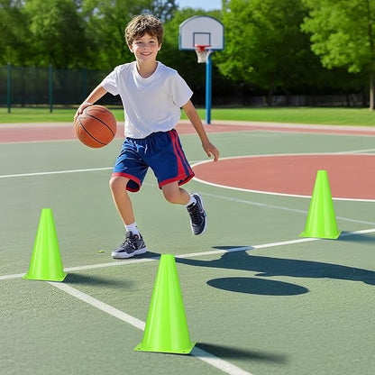 24pcs Cones 9 Inch Soccer Cones and Plastic Traffic Cones, Durable Cones for Sports Training, Ideal for Soccer, Basketball, Football, Skating, and Agility Drills Practice