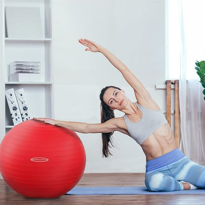 Fitvids Exercise Ball for Fitness, Yoga, Pilates with Quick Pump, Anti-Burst Slip Resistant Balance Ball