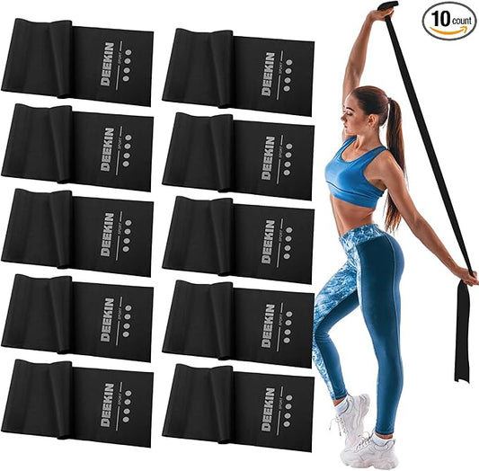 DEEKIN 10 Pcs Resistance Bands Professional Exercise Elastic Bands Latex-Free Yoga Starter Set for Pilates, Physical Therapy, Strength Training, Yoga, Working Out for Women Home Gym