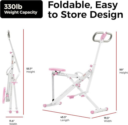 Sunny Health & Fitness Smart Row-N-Ride Glute & Leg Trainer, Foldable Squat Assist Rower with Exclusive SunnyFit App Connection