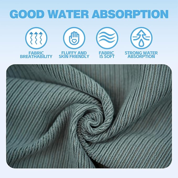 Microfiber Gym Towels with Snap Straps, Yoga Towel for Home and Gym, 16 Inch x 28 Inch, 6 Pack (Grey/Blue, 16" x 28")
