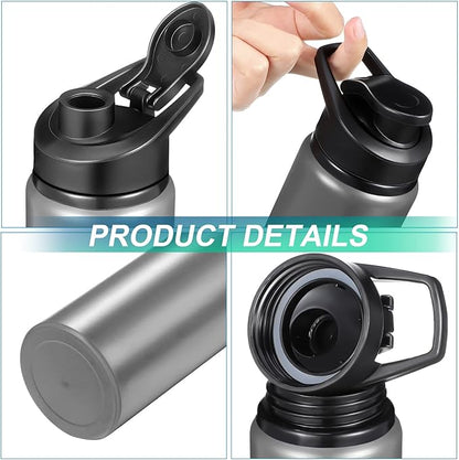 Chengu 10 Pcs 25oz Reusable Aluminum Water Bottle Bulk Lightweight Outdoor Sports Water Bottles Easy Carry Leak Proof for Travel Gym Camping Hiking Fishing, Snap Lid (Gray)