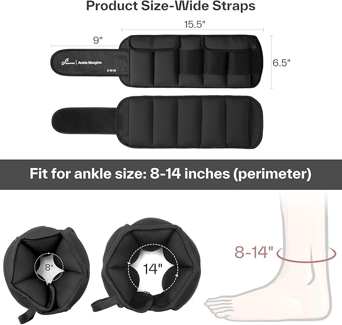 Sportneer 20lbs/Pair Adjustable Ankle Weights for Women and Men, Modularized Leg Weight for Yoga, Walking, Running, Aerobics, Gym, Physical Therapy