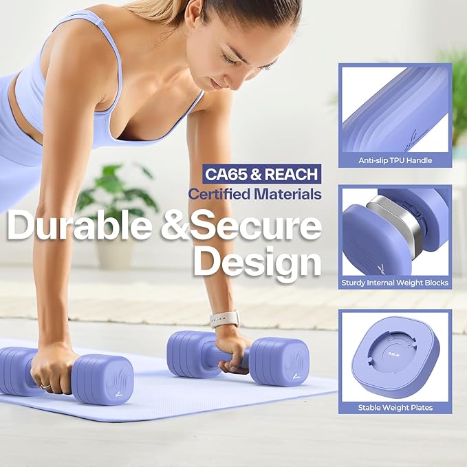 Adjustable Dumbbell Set of 2: Sportneer 4 in 1 Free Weights Dumbbells Set for Women, Hand Weights for Women at Home, Each 2lb 3lb 4lb 5lb Weights with Soft Rubber Handle for Home Gym Exercise Training