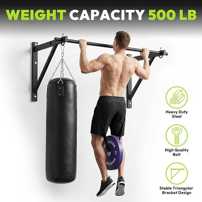 Pull Up Bar for Doorway and Wall Mount - Chin Up Bars for Home Gym, 36‘’/52‘’ in Upper Body Workout Equipment with 500 lbs Capacity, Portable Thickened Steel Construction, Joist Mounted